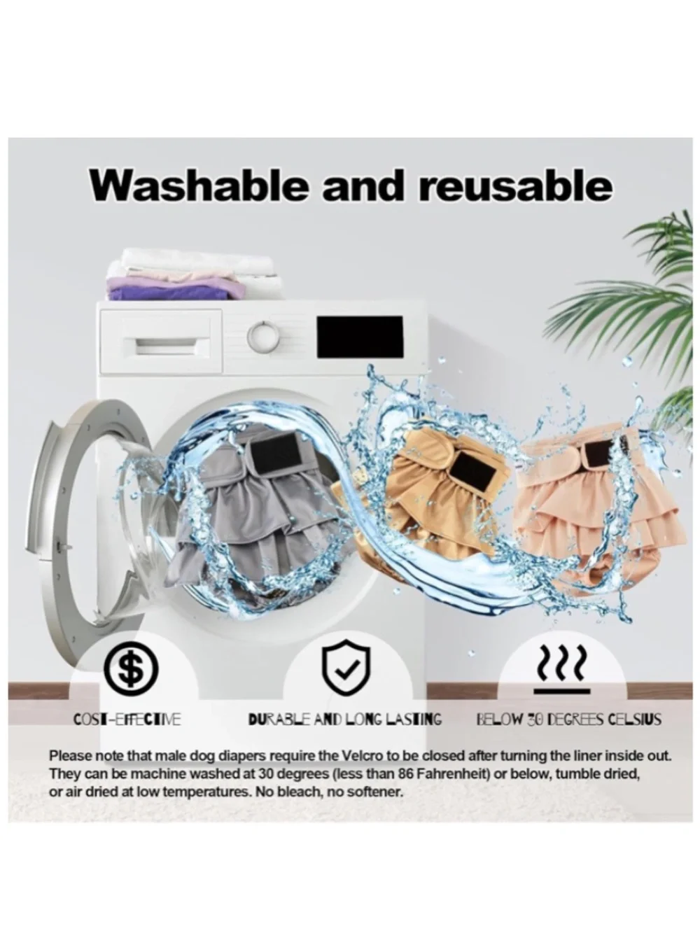 VUNCESSIN NWT *3* Reusable Female Dog Diapers (L)